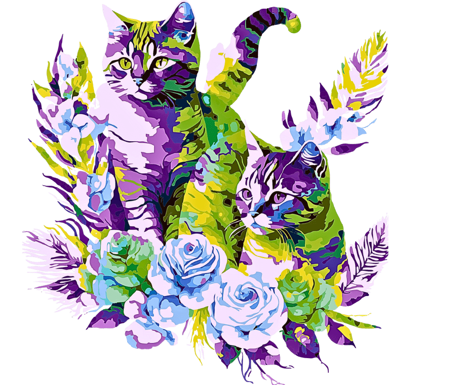 Petits chats et fleurs