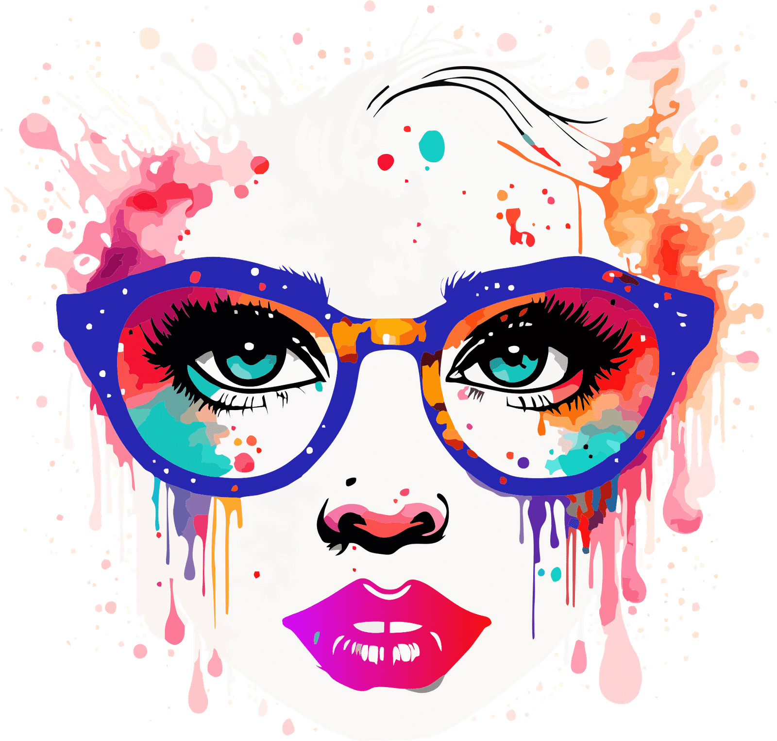 Femme à lunettes pour t-shirt sublimé